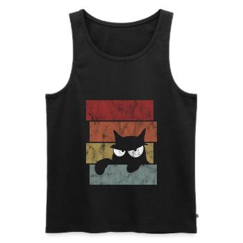 Miau Retro Cat Cat Eyes Cats Kitten - Men's Premium Organic Tank Top - black - Front - AI Model Male 178 light (178cm)