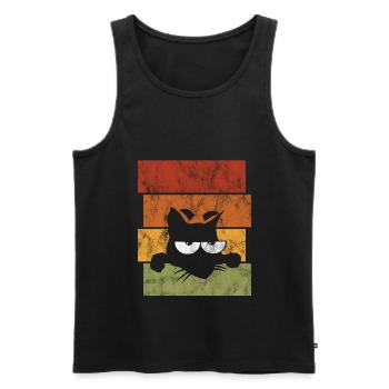 Cat Eyes Retro Cat Cat Cats Miaou ChatOn - Débardeur bio Premium Homme - noir - Devant - AI Model Male 178 light (178cm)