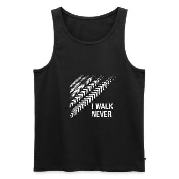 I Walk Never Traces de pneus Idée cadeau - Débardeur bio Premium Homme - noir - Devant - AI Model Male 178 light (178cm)