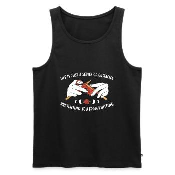 Life Is Just A Series Of Obstacles Knitting - Men's Premium Organic Tank Top - black - Front - Michal (187cm)