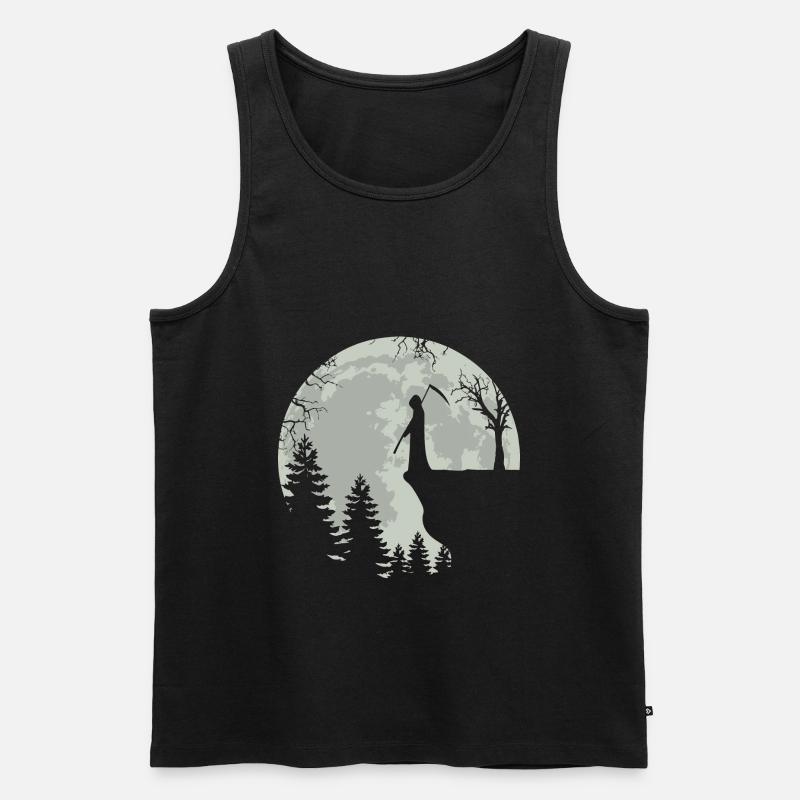 Skeleton Full Moon Grim Reaper - Männer Premium Bio Tank Top - Schwarz