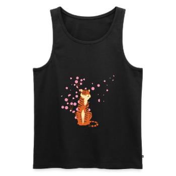 Cherry Blossom Tiger Animal Japanese Sakura Flower - Men's Premium Organic Tank Top - black - Front - AI Model Male 178 light (178cm)