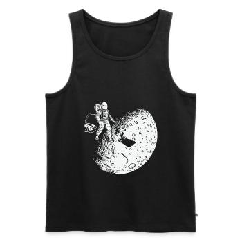 Space Astronaut Vacuum Cleaner Vacuuming Moon - Men's Premium Organic Tank Top - black - Front - AI Model Male 178 light (178cm)