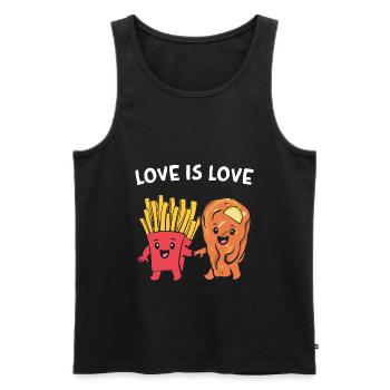Schnitzel mit Pommes Love Is Love Valentinstag - Männer Premium Bio Tank Top - Schwarz - Vorne - Michal (187cm)