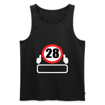 28 Birthday Traffic sign 28 years Your name - Men's Premium Organic Tank Top - black - Front - Michal (187cm)