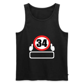 34 Birthday Traffic sign 34 years Your name - Men's Premium Organic Tank Top - black - Front - Michal (187cm)