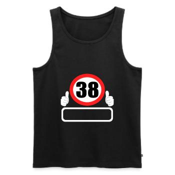 38 Geburtstag Verkehrszeichen 38 Jahre - Männer Premium Bio Tank Top - Schwarz - Vorne - AI Model Male 178 light (178cm)