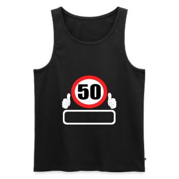 50 birthday traffic sign 50 years your name - Men's Premium Organic Tank Top - black - Front - AI Model Male 178 light (178cm)