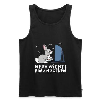 Bin am Zocken Gaming Dackel Hund - Männer Premium Bio Tank Top - Schwarz - Vorne - Michal (187cm)