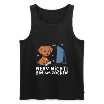 Bin am Zocken Gaming Labrador Hund - Männer Premium Bio Tank Top - Schwarz - Vorne - Michal (187cm)