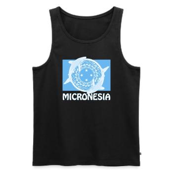Flagge Mikronesiens und Weißspitzenhochseehaie - Männer Premium Bio Tank Top - Schwarz - Vorne - AI Model Male 178 light (178cm)
