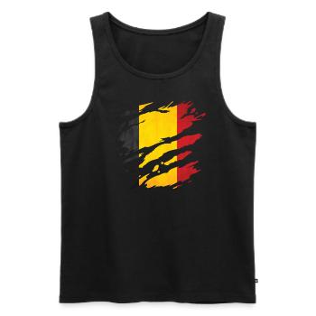 Belgique - Drapeau national, rayures, fissures - Débardeur bio Premium Homme - noir - Devant - Michal (187cm)