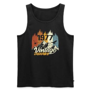 Birthday January 1977 - Gift January 1977 - Men's Premium Organic Tank Top - black - Front - AI Model Male 178 light (178cm)