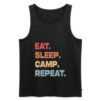 Eat Sleep Camp Repeat - Männer Premium Bio Tank Top - Schwarz - Vorne - Michal (187cm)