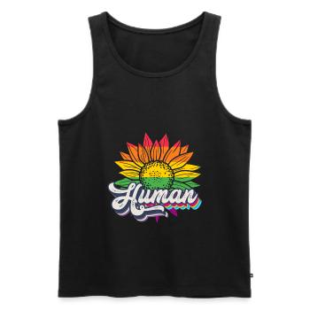Human Sunflower Rainbow LGBTQ Pride Flag - Men's Premium Organic Tank Top - black - Front - AI Model Male 178 light (178cm)