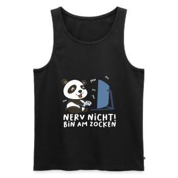 Bin am Zocken Gaming Panda - Männer Premium Bio Tank Top - Schwarz - Vorne - Michal (187cm)