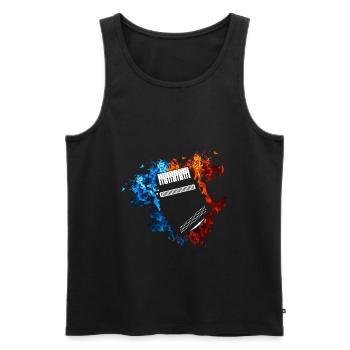 Accordéon Rouge Bleu Feu Instrument de Musique - Débardeur bio Premium Homme - noir - Devant - Michal (187cm)