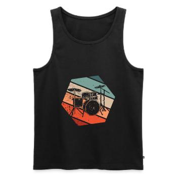 Retro Schlagzeug Drummer Musiker Schlagzeuger - Männer Premium Bio Tank Top - Schwarz - Vorne - AI Model Male 178 light (178cm)