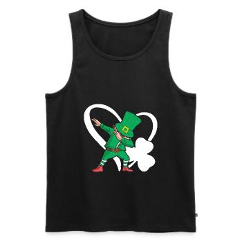 Dabbing St. Patty Cloverleaf Chapeau Coeur - Débardeur bio Premium Homme - noir - Devant - Michal (187cm)