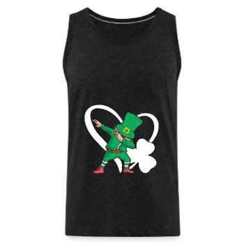 Dabbing St. Patty Cloverleaf Hat Heart - Men's Premium Organic Tank Top - charcoal grey - Front - Alexander (188cm)