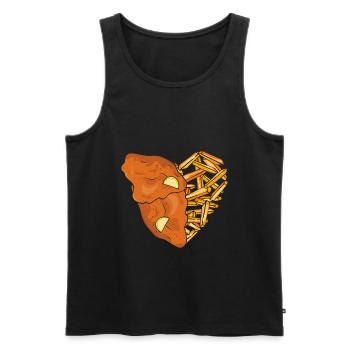 Schnitzel und Pommes Herz - Männer Premium Bio Tank Top - Schwarz - Vorne - Michal (187cm)
