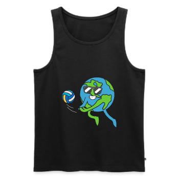 Earth Plays Volleyball Earth Day Earth Day - Men's Premium Organic Tank Top - black - Front - Michal (187cm)