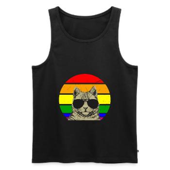 Schwule Katze mit Brille - Männer Premium Bio Tank Top - Schwarz - Vorne - Michal (187cm)