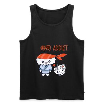Kawaii Japanese Food Salmon Salmon Sushi Roll - Débardeur bio Premium Homme - noir - Devant - Michal (187cm)