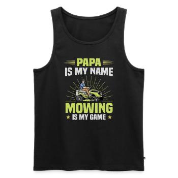 Tondeuse à gazon Tracteur Papa Nom Jeu de tonte - Débardeur bio Premium Homme - noir - Devant - Michal (187cm)