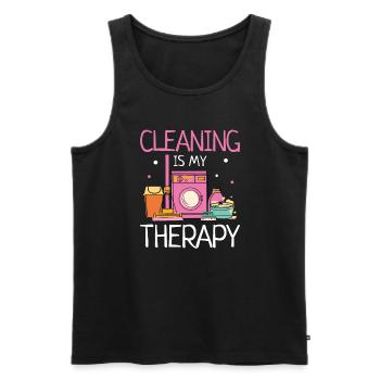 Cleaning My Therapy Cleaner Domestic Help - Men's Premium Organic Tank Top - black - Front - AI Model Male 178 light (178cm)