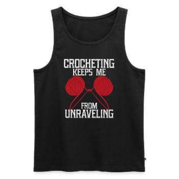 Crocheting Keeps Me from Unraveling - Men's Premium Organic Tank Top - black - Front - Michal (187cm)