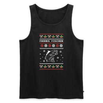 Frohes Fischen Angler Weihnachts Fest Geschenk - Männer Premium Bio Tank Top - Schwarz - Vorne - Michal (187cm)