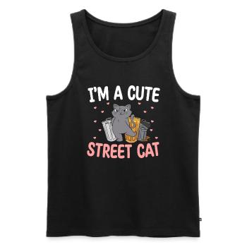 Mignon chat de rue Multon chatte chatte - Débardeur bio Premium Homme - noir - Devant - Michal (187cm)