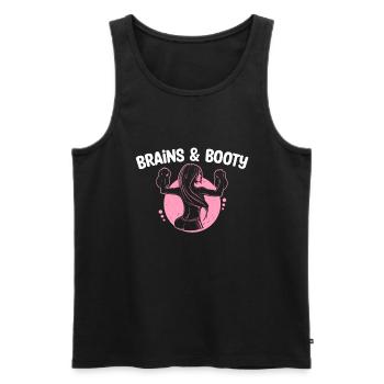 Kettlebell Frauen Hantel Workout Brains & Booty - Männer Premium Bio Tank Top - Schwarz - Vorne - AI Model Male 178 light (178cm)