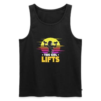 Diese Frau Schwingt Kettbells Retro Sunset - Männer Premium Bio Tank Top - Schwarz - Vorne - AI Model Male 178 light (178cm)