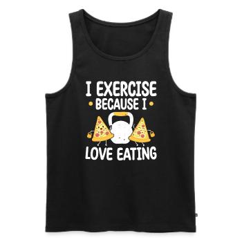 Kettlebell Pizza Exercise Because Love Eating - Männer Premium Bio Tank Top - Schwarz - Vorne - AI Model Male 178 light (178cm)
