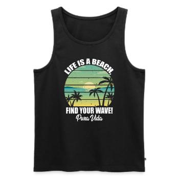 Life Beach Trouvez votre Wellte Pura Vida Latin - Débardeur bio Premium Homme - noir - Devant - Michal (187cm)