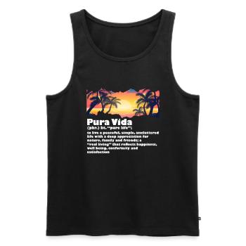 Pura Vida Définition Vie Sagesse Amérique centrale - Débardeur bio Premium Homme - noir - Devant - Michal (187cm)