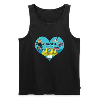 Pura Vida Coeur Costa Rica Symboles Amérique du Sud - Débardeur bio Premium Homme - noir - Devant - Michal (187cm)