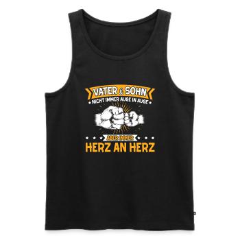 Vater & Sohn Auge In Auge Herz An Herz Geschenk - Männer Premium Bio Tank Top - Schwarz - Vorne - Michal (187cm)