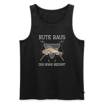 Hobbyfischer Angler Rute Raus Der Spaß Beginnt - Männer Premium Bio Tank Top - Schwarz - Vorne - Michal (187cm)