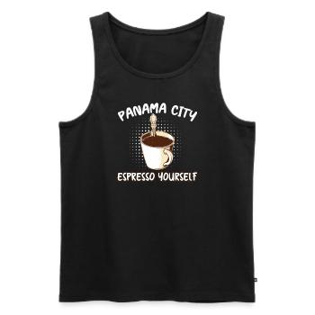 Panama City Espresso Yourself Amateur de café - Débardeur bio Premium Homme - noir - Devant - Michal (187cm)
