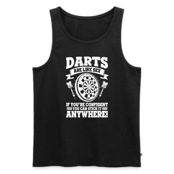 Dart Like Sex Confident Stick Anywhere Allusion - Men's Premium Organic Tank Top - black - Front - AI Model Male 178 light (178cm)