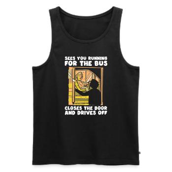 Bus driver funny bus saying for vans - Men's Premium Organic Tank Top - black - Front - AI Model Male 178 light (178cm)