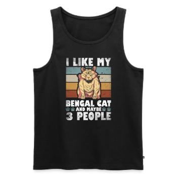 J’aime mon chat Bengal et peut-être 3 personnes - Débardeur bio Premium Homme - noir - Devant - Michal (187cm)