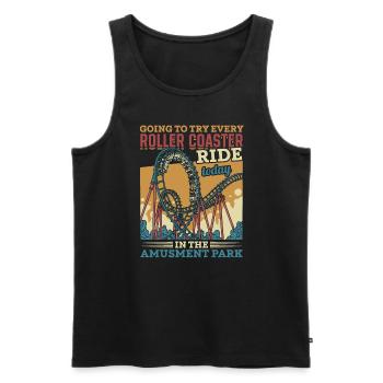 Roller coasters amusement park amusement park Vintage - Men's Premium Organic Tank Top - black - Front - AI Model Male 178 light (178cm)