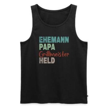 Ehemann Papa Grillmeister Held Vatertag - Männer Premium Bio Tank Top - Schwarz - Vorne - Michal (187cm)