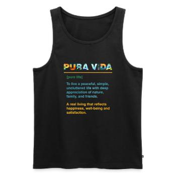 Pura Vida Définition Sagesse Amérique centrale - Débardeur bio Premium Homme - noir - Devant - Michal (187cm)