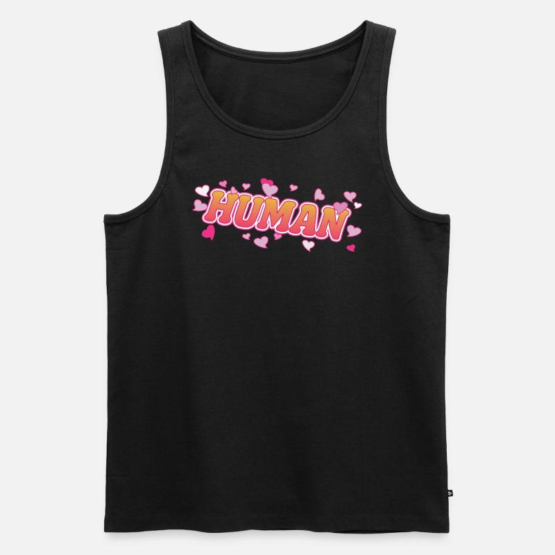 Human Menschen Herzen Desgin - Männer Premium Bio Tank Top - Schwarz