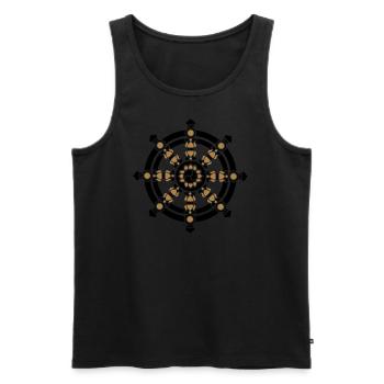 Dharma Rad, Chakra, Buddhismus, Glückssymbol, Yoga - Männer Premium Bio Tank Top - Schwarz - Vorne - AI Model Male 178 light (178cm)